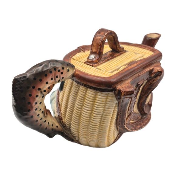 Big Sky Carvers Trout Whimsey Ceramic Teapot RU Finney Fishing 11.5x7x7" - Picture 4 of 14